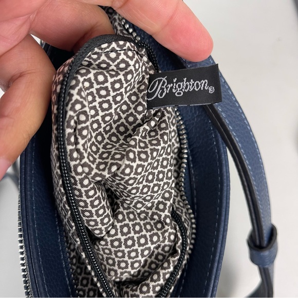 Brighton Interlok Blue Leather Crossbody Organizer Purse Silver Hardware Classic - Picture 14 of 14